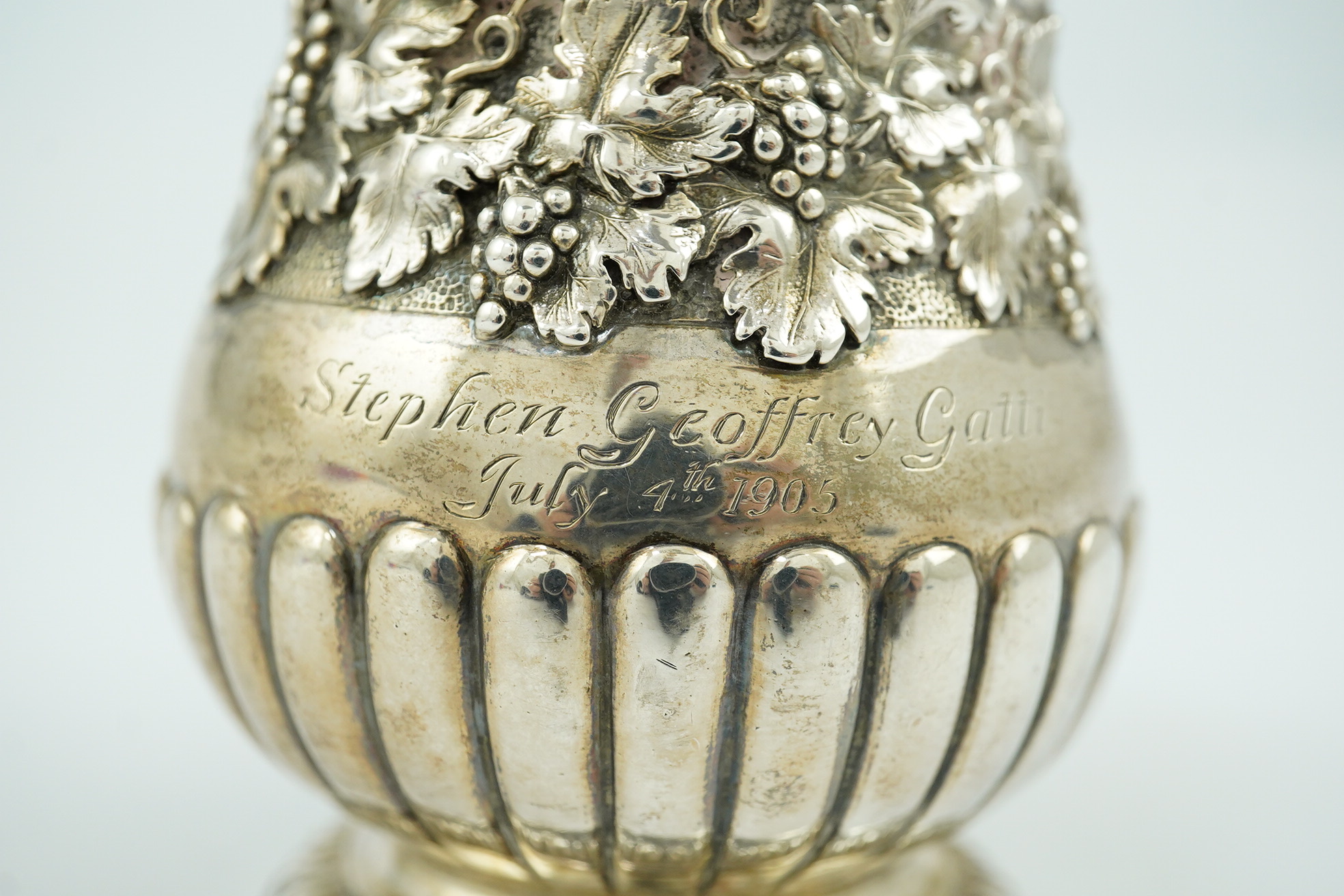 A George IV demi-fluted silver christening cup, by Eames & Barnard